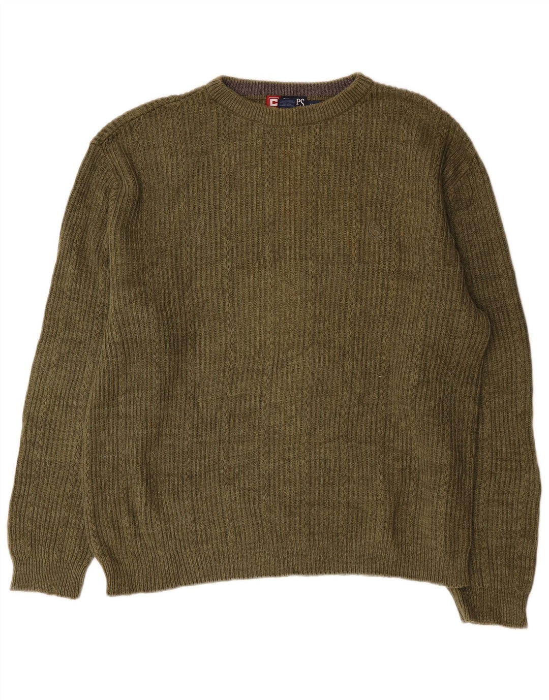 Chaps Mens Crew Neck Jumper Sweater XL Khaki