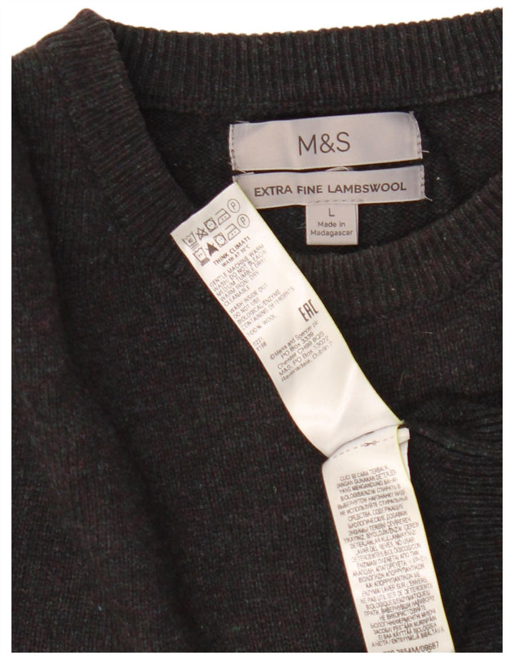 Marks & Spencer Mens Crew Neck Jumper Sweater Large Black Wool