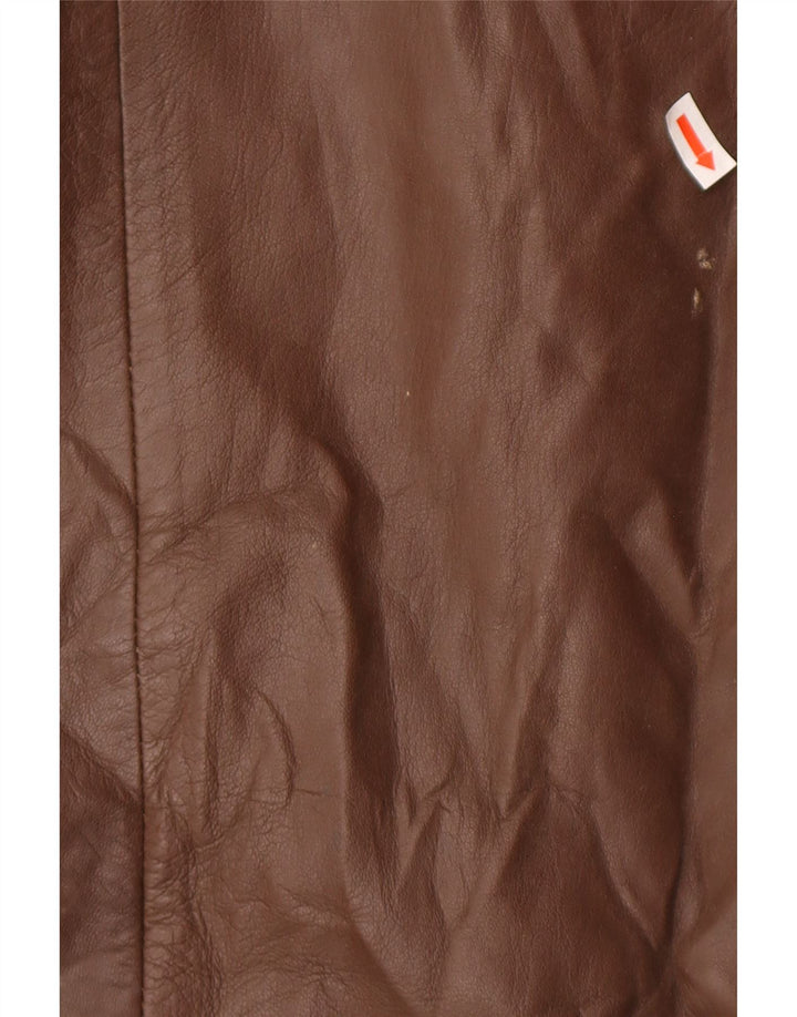 Camox Mens Military Leather Coat IT 50 Large Brown Leather