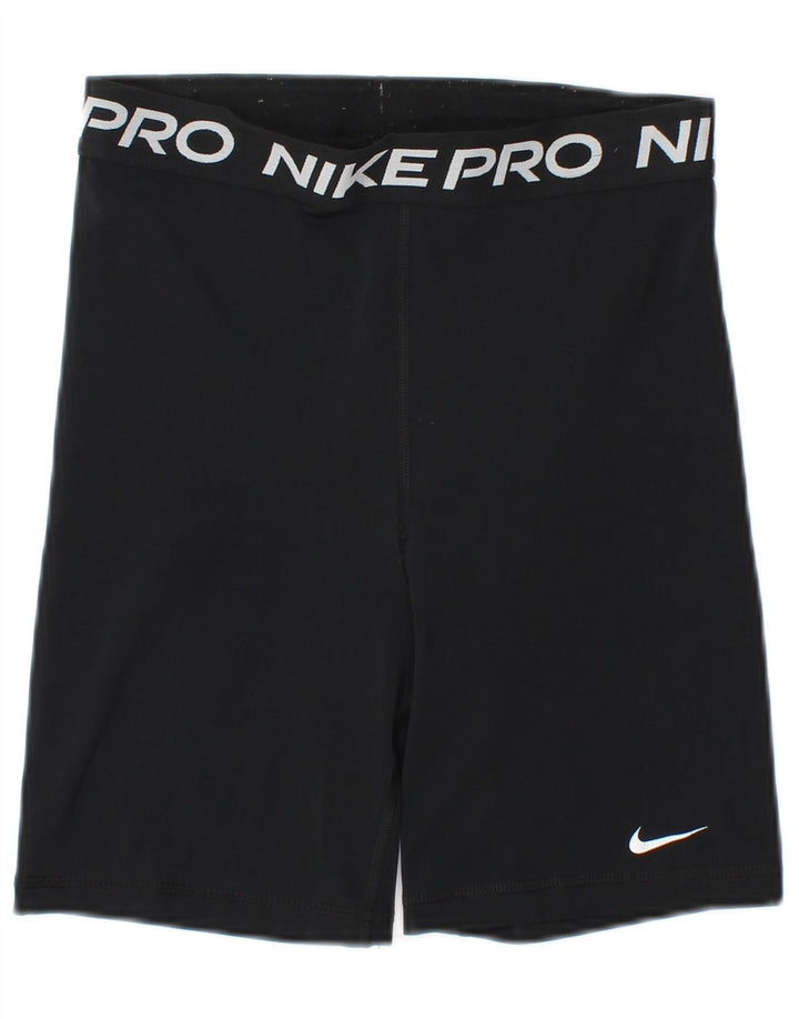 NIKE Womens Dri Fit Graphic Sport Shorts UK 8 Small  Black