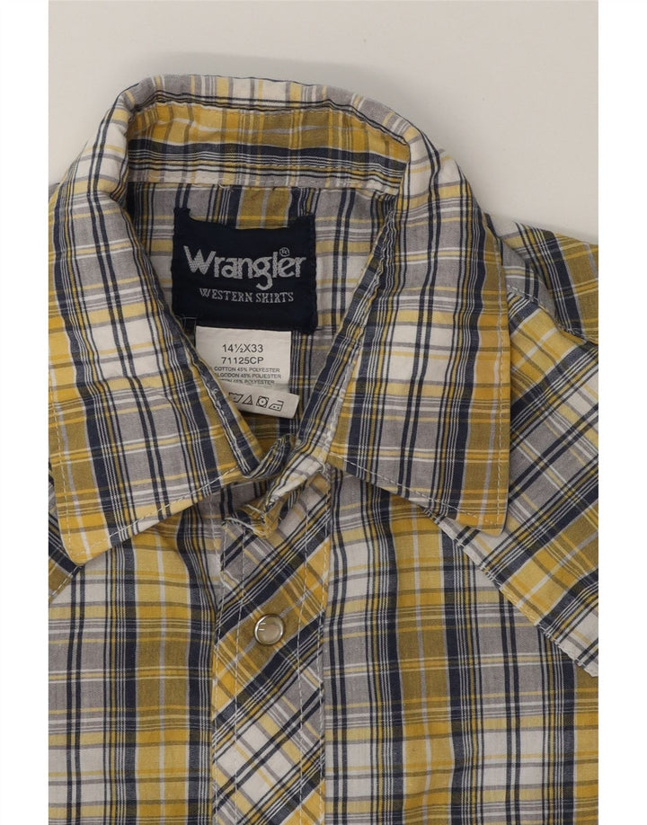 WRANGLER Mens Shirt Size 14 1/2 Small Yellow Check Cotton Vintage Wrangler and Second-Hand Wrangler from Messina Hembry 