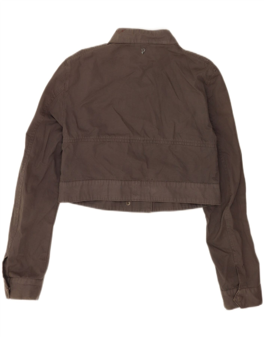 Dondup Womens Crop Bomber Jacket IT 44 Medium Grey Cotton