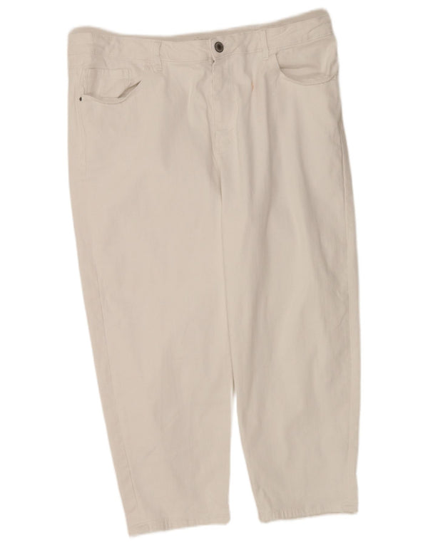 Marks & Spencer Womens Capri Jeans UK 22 3XL W42 L22 White Cotton