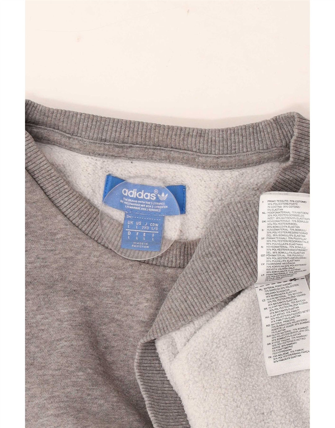 Adidas Mens Sweatshirt Jumper Large Grey Flecked Cotton