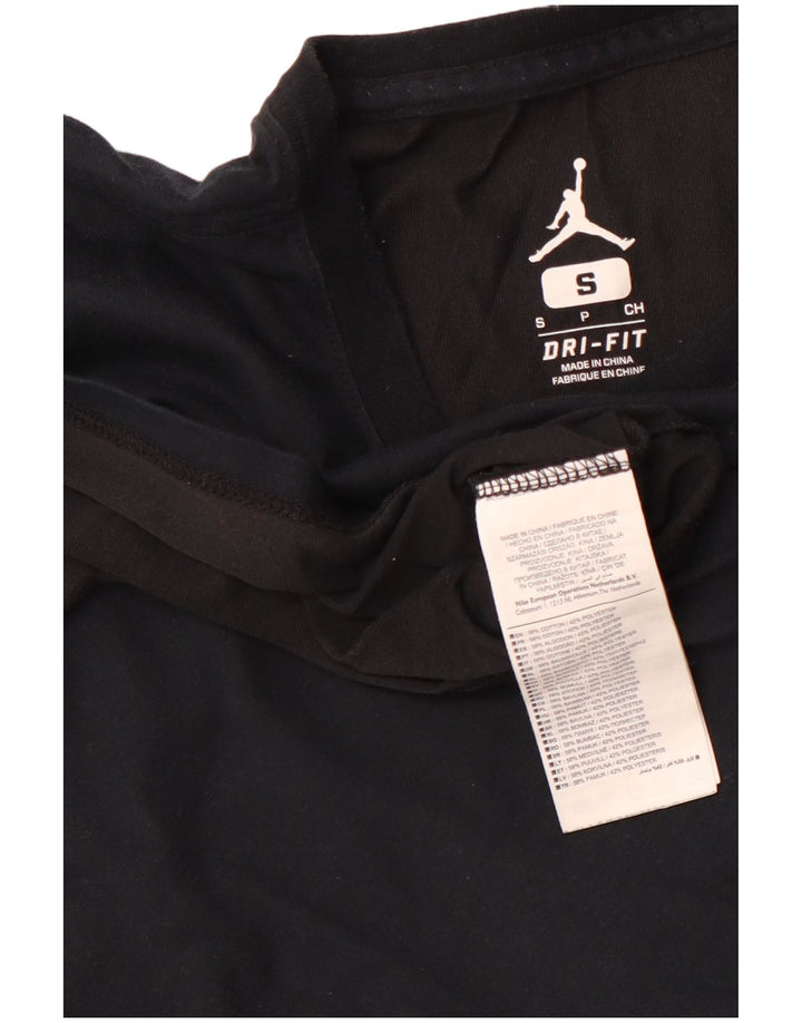 JORDAN Mens Graphic T-Shirt Top Small Black Cotton Sports