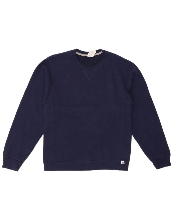 RUSSELL ATHLETIC Mens Sweatshirt Jumper Small Navy Blue Cotton