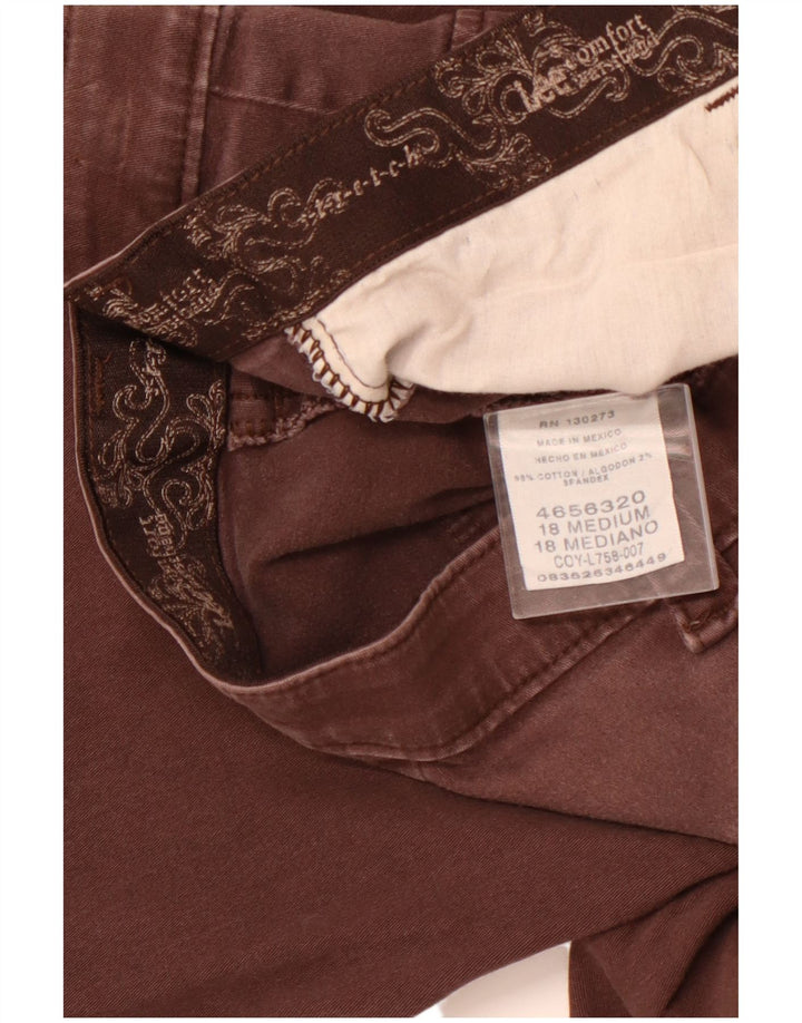 LEE Womens Straight Cropped Trousers US 18 2XL W36 L24 Brown Cotton