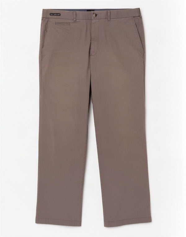 Marks & Spencer Mens Straight Chino Trousers W36 L29 Grey Cotton