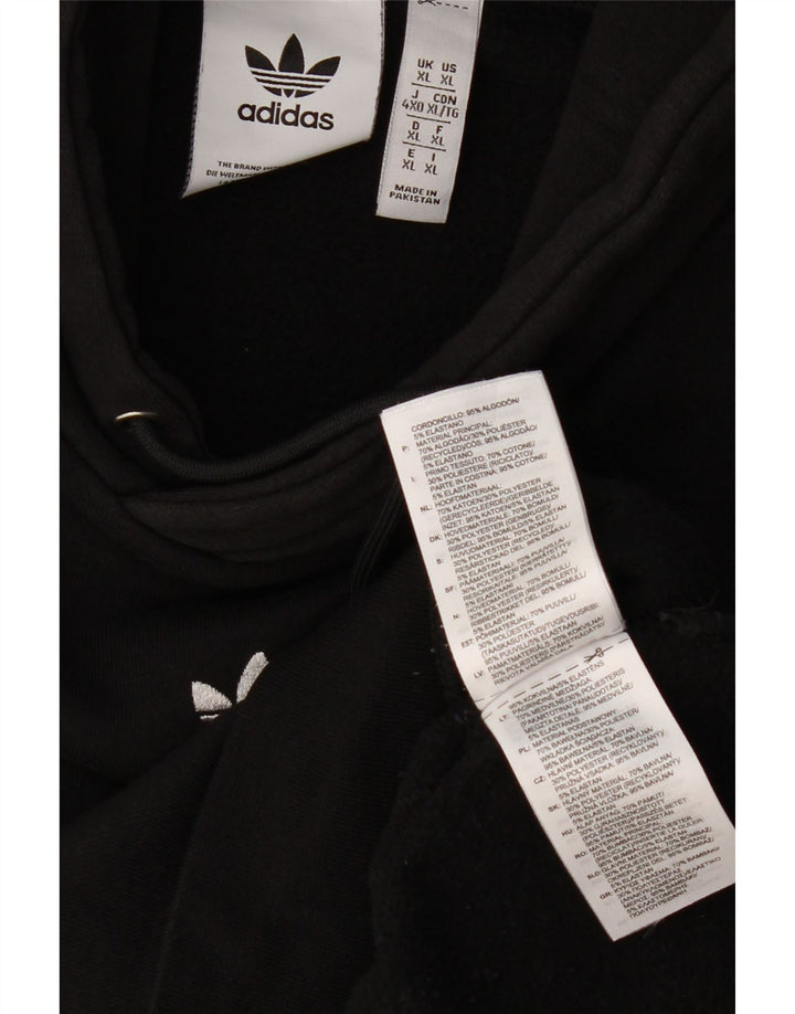 ADIDAS Mens Graphic Hoodie Jumper XL Black Cotton