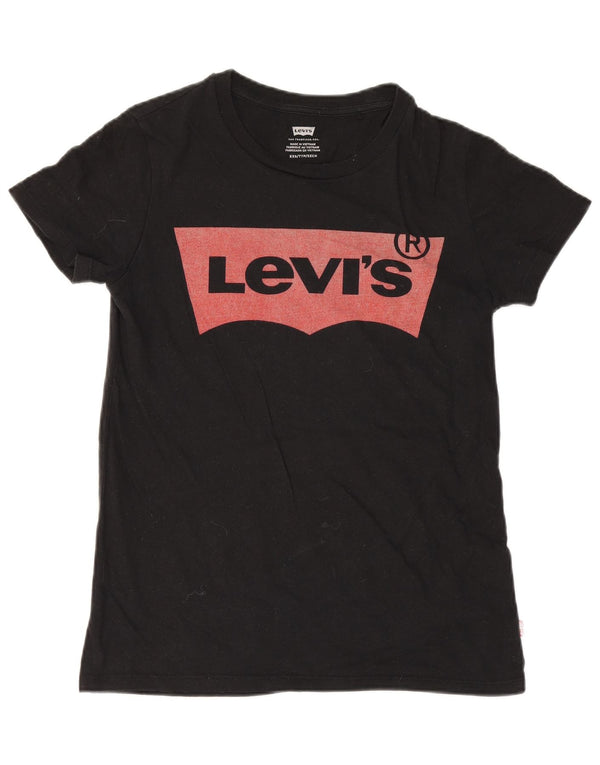 Levi's Womens Graphic T-Shirt Top UK 2 2XS Black