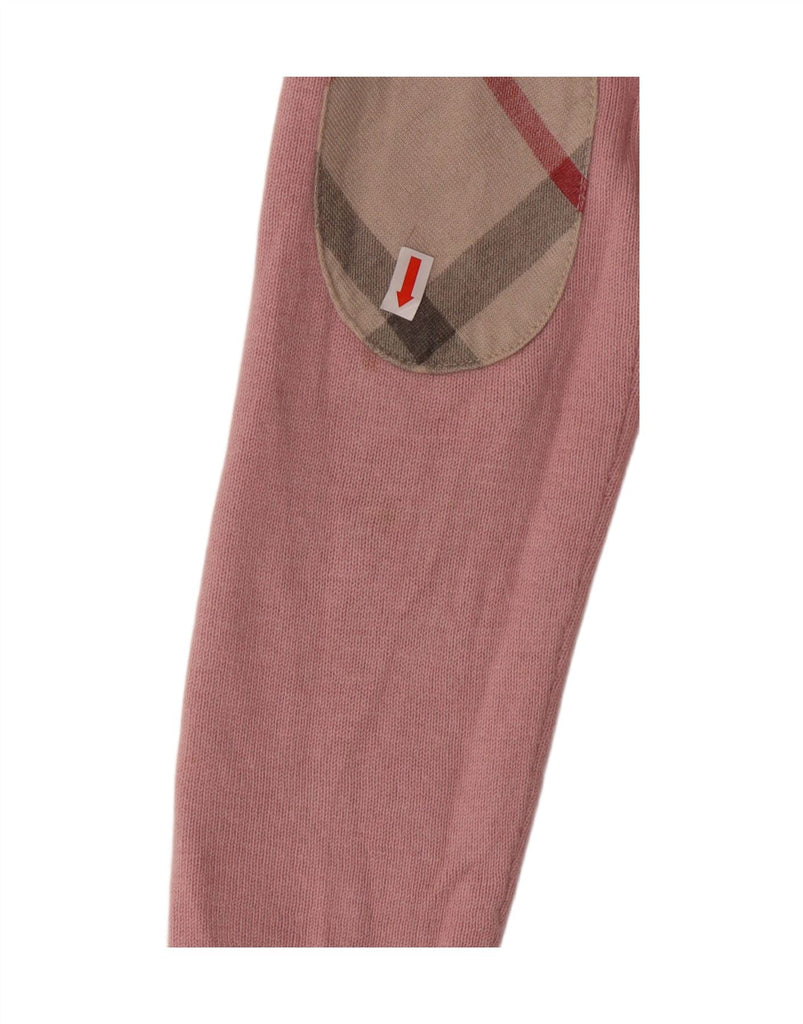 BURBERRY Womens V-Neck Jumper Sweater UK 10 Small Pink Cotton Vintage Burberry and Second-Hand Burberry from Messina Hembry 