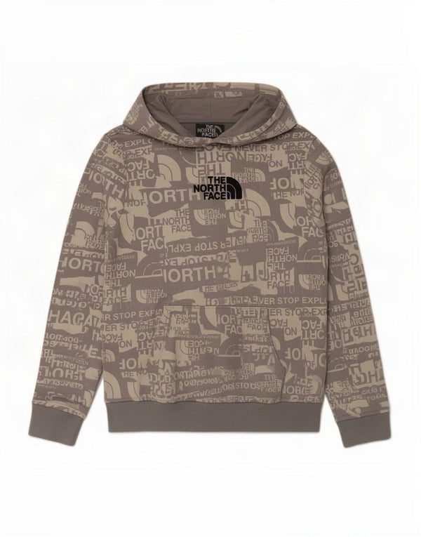 The North Face Boys Graphic Hoodie Jumper 14-15 Years XL Grey Cotton