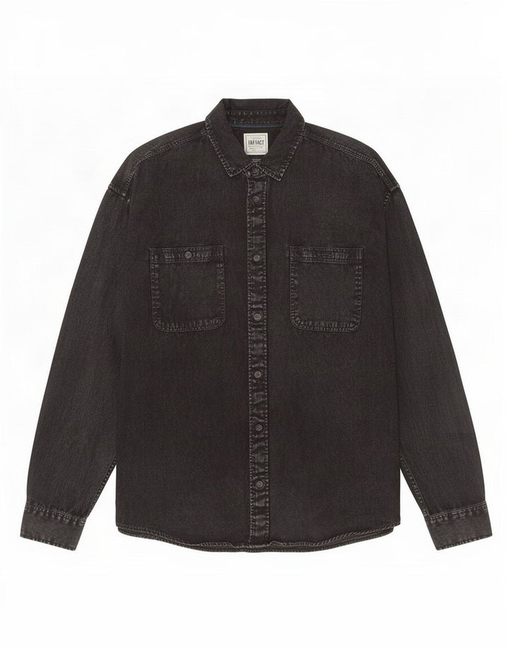 Fat Face Mens Denim Shirt Large Black Cotton