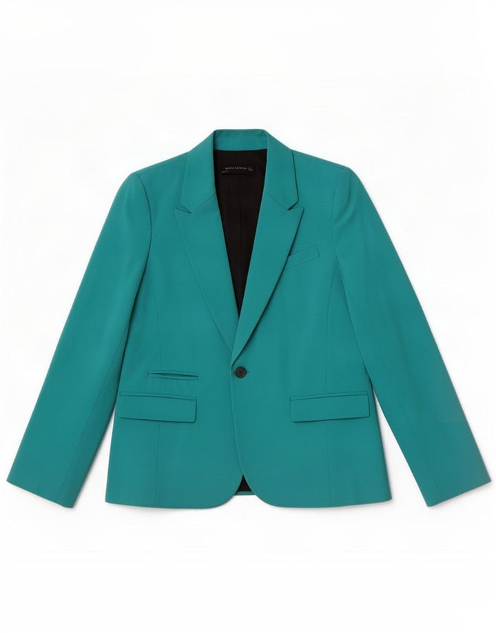 Zara Womens 1 Button Blazer Jacket UK 14 Large Turquoise