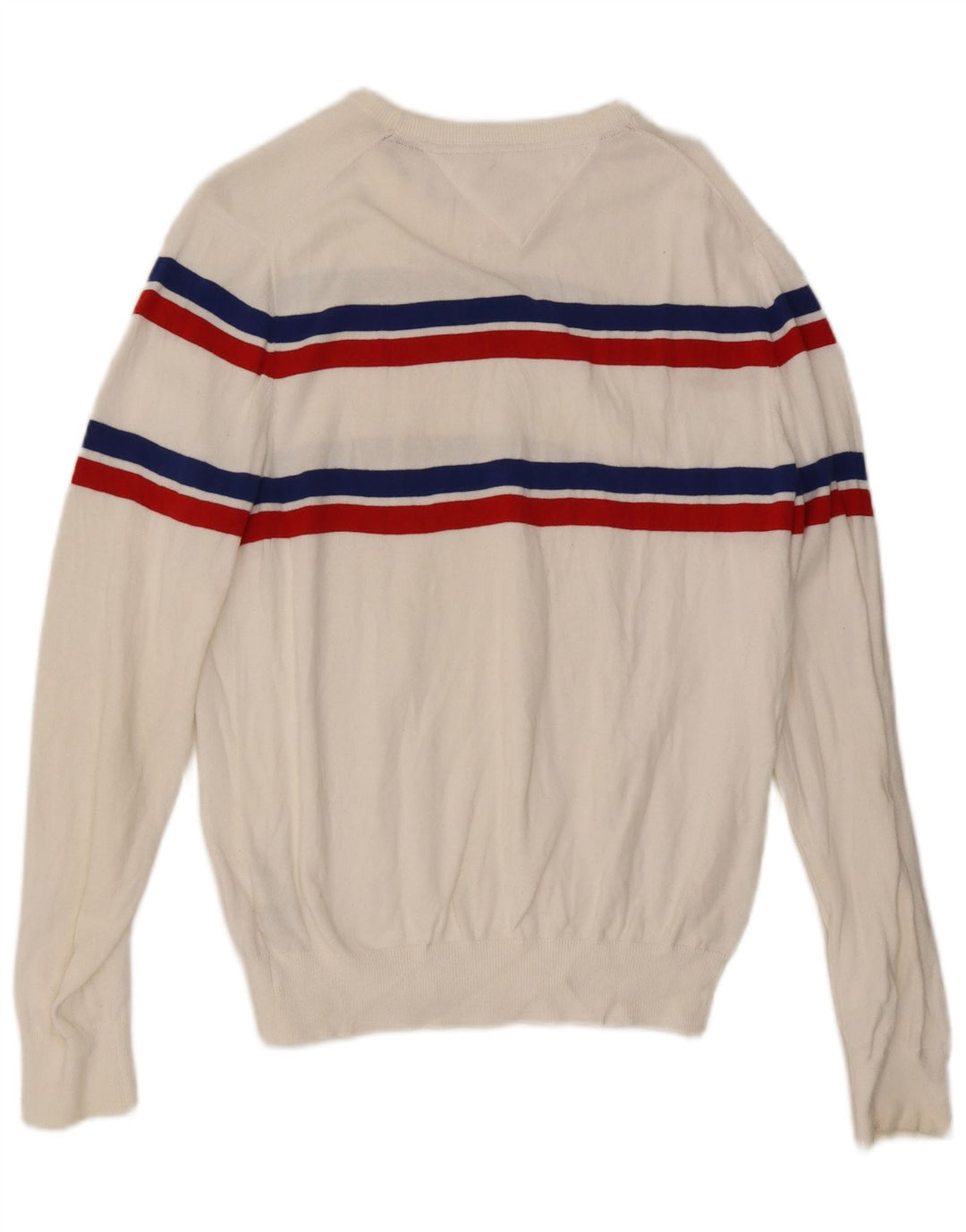 Tommy Hilfiger Mens Crew Neck Jumper Sweater Medium White Colourblock