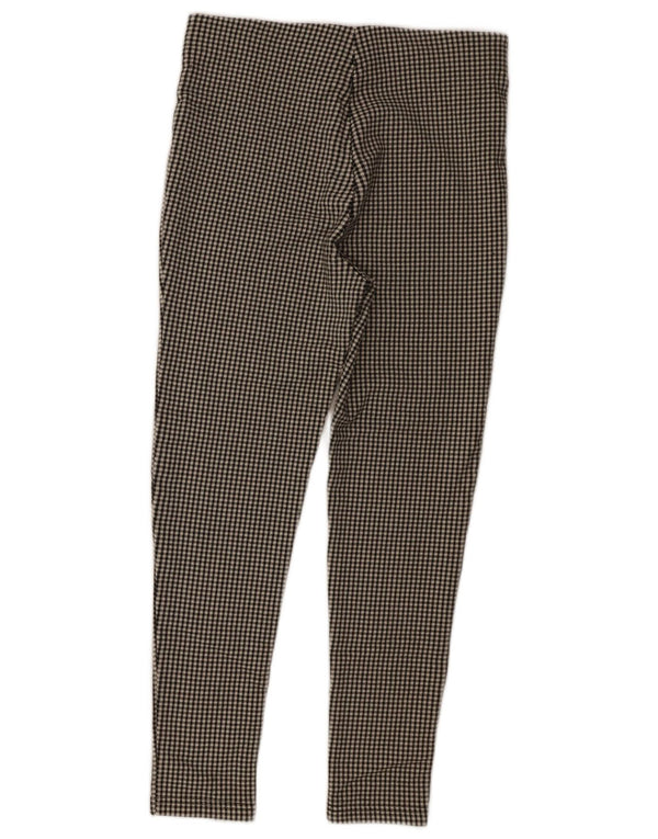 Zara Womens High Waist Cropped Trousers Large W30 L25 Black Houndstooth