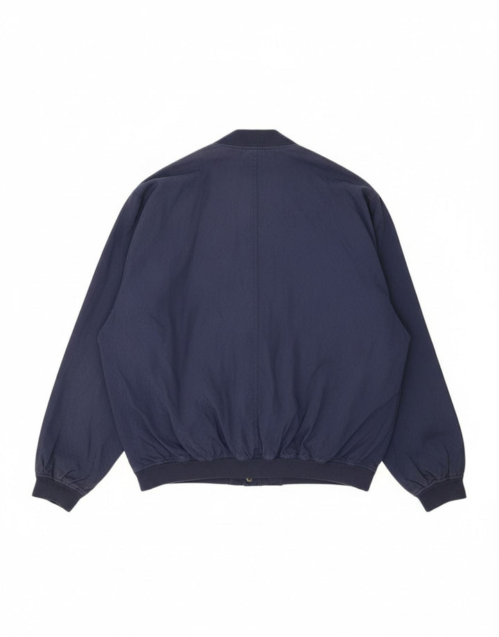 BELFE Mens Loose Fit Bomber Jacket UK 38 Medium Navy Blue Cotton