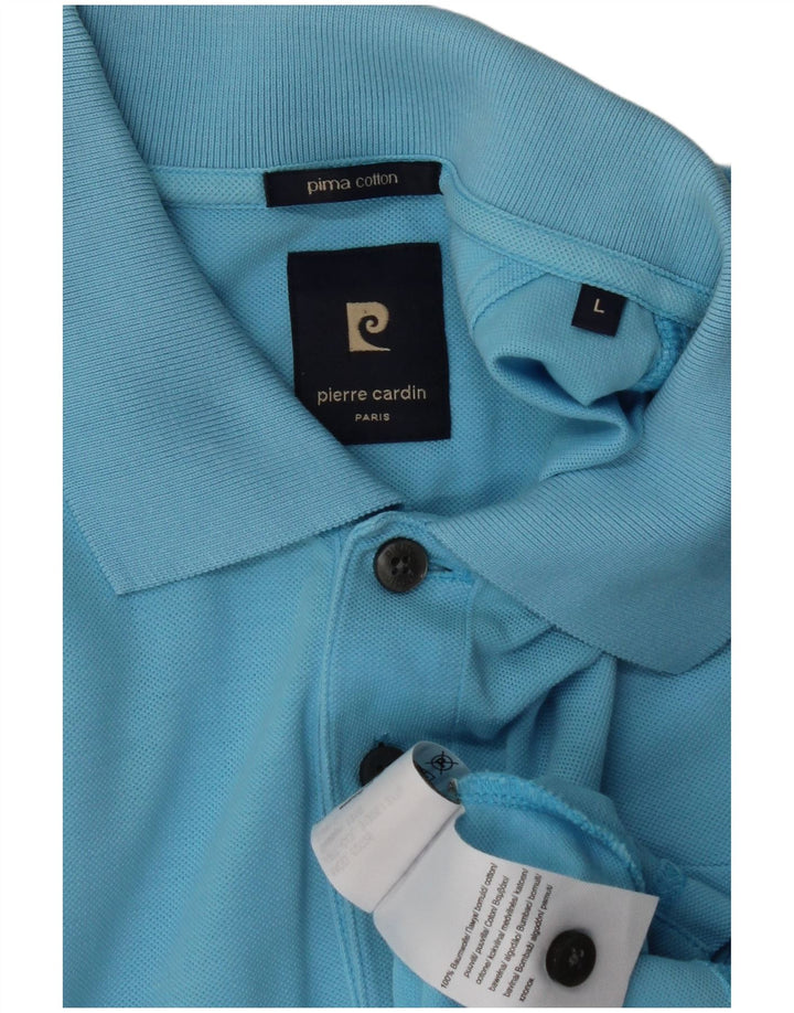 PIERRE CARDIN Mens Polo Shirt Large Blue Cotton