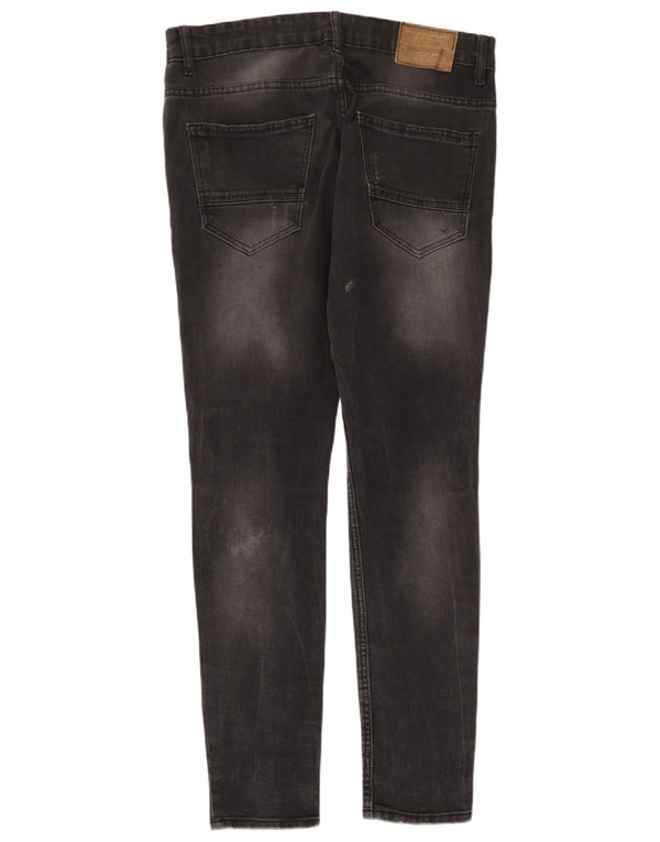 Zara Mens Distressed Skinny Jeans EU 42 Large W33 L27 Black Cotton