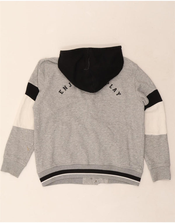 Zara Boys Graphic Hooded Tracksuit Top Jacket 11-12 Years Grey Colourblock
