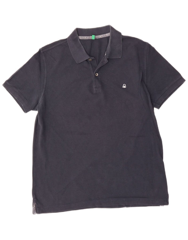 BENETTON Mens Polo Shirt Large Navy Blue Cotton
