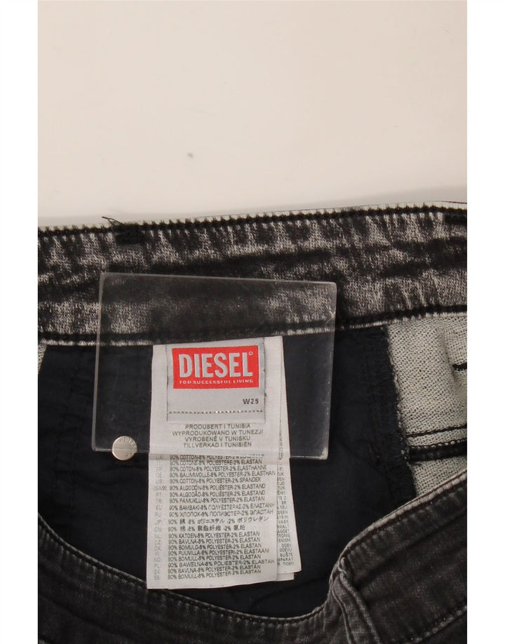 DIESEL Womens Crop Tapered Jeans W25 L24 Grey Cotton