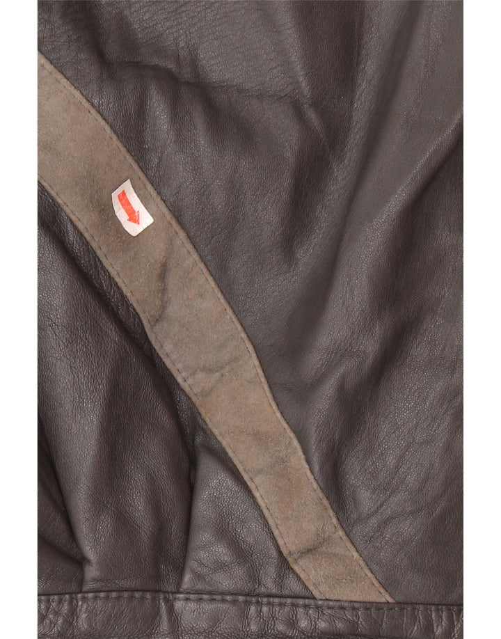 Lavorazione Artigiana Womens Jacket IT 44 Medium Grey Colourblock Leather