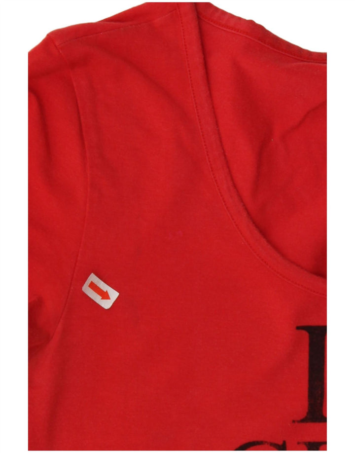 GUESS Womens Graphic T-Shirt Top UK 12 Medium Red Cotton