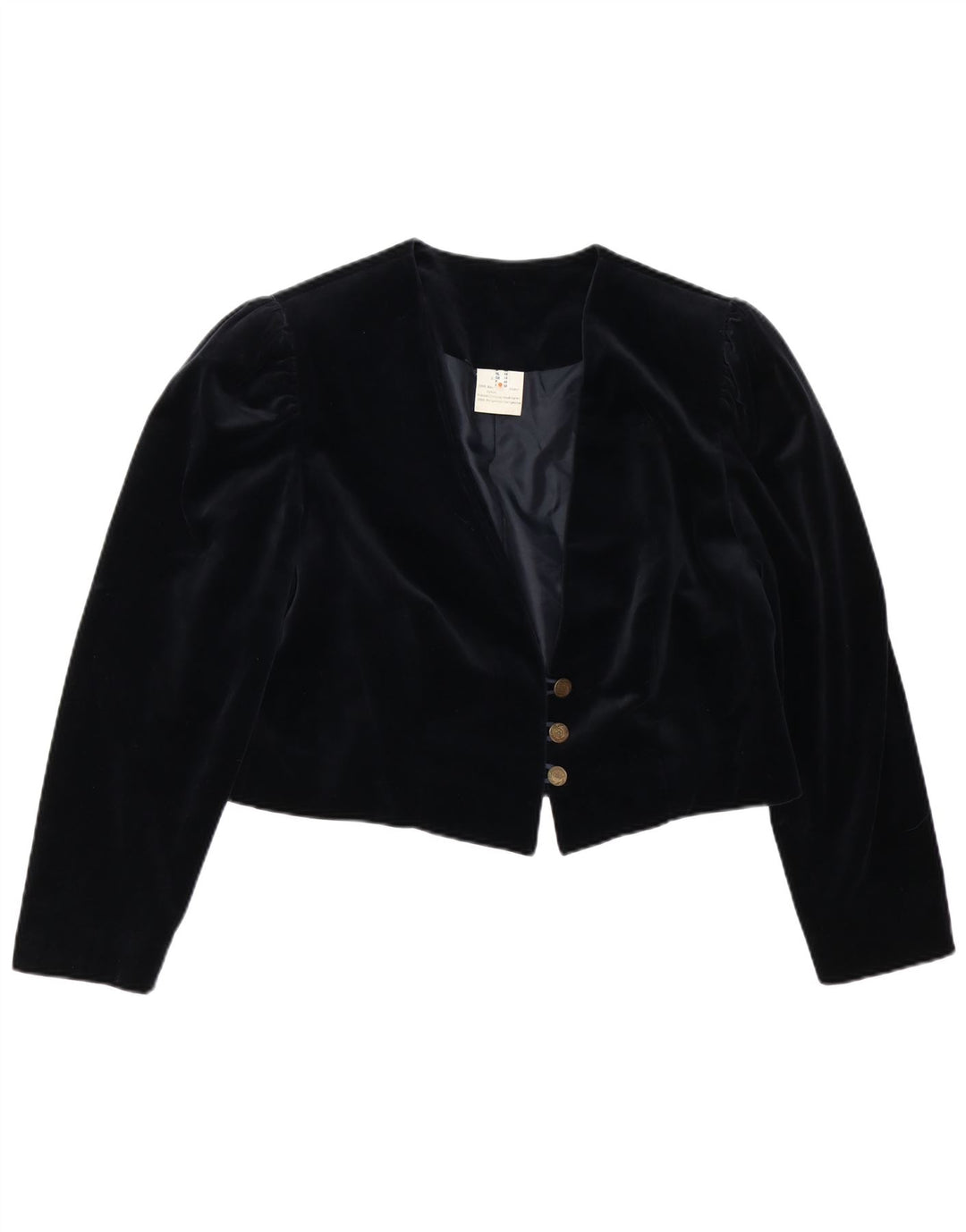 VINTAGE Womens 3 Button Velvet Blazer Jacket UK 18 XL Black Cotton