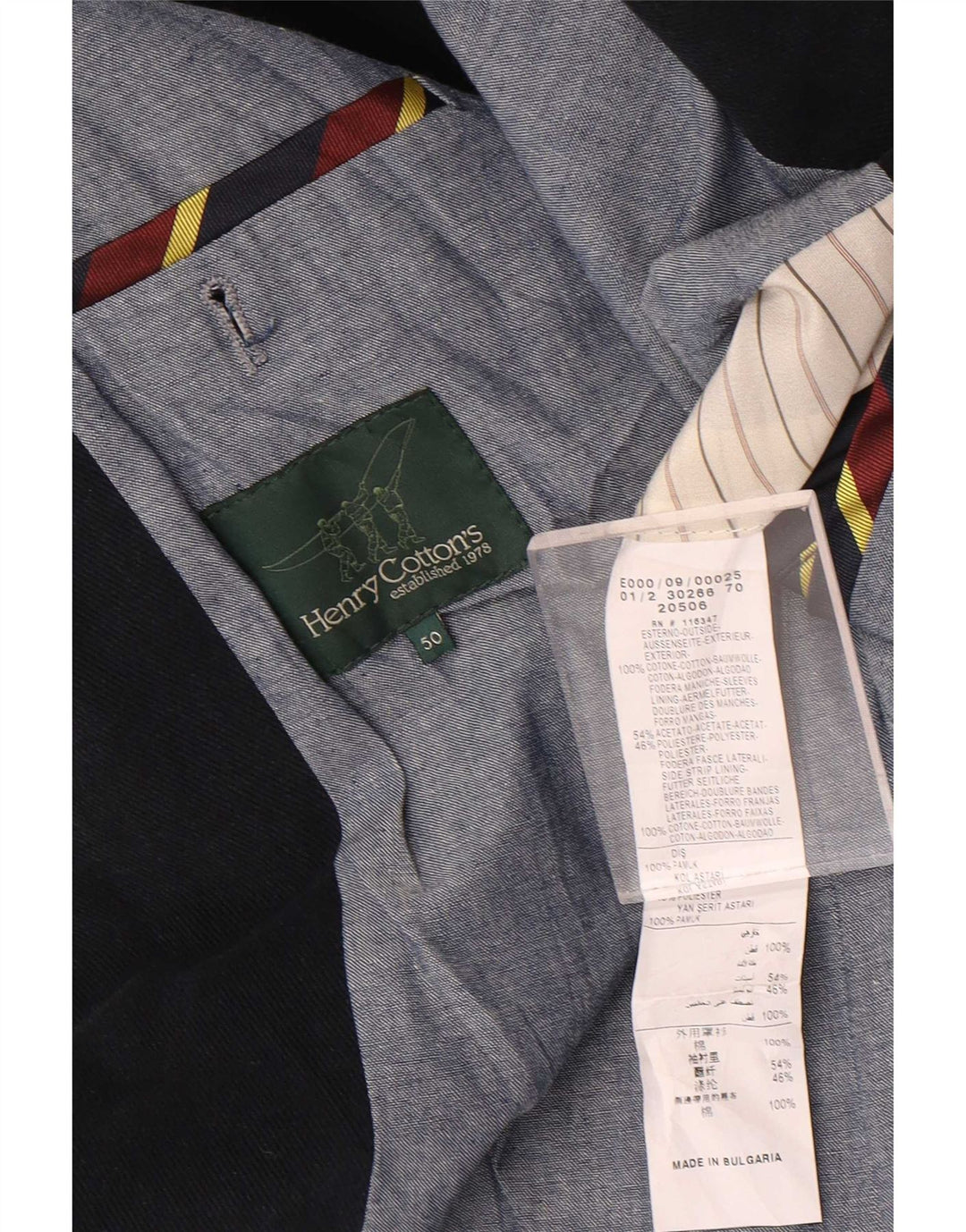 Henry Cottons Mens 2 Button Blazer Jacket IT 50 Large Navy Blue Cotton