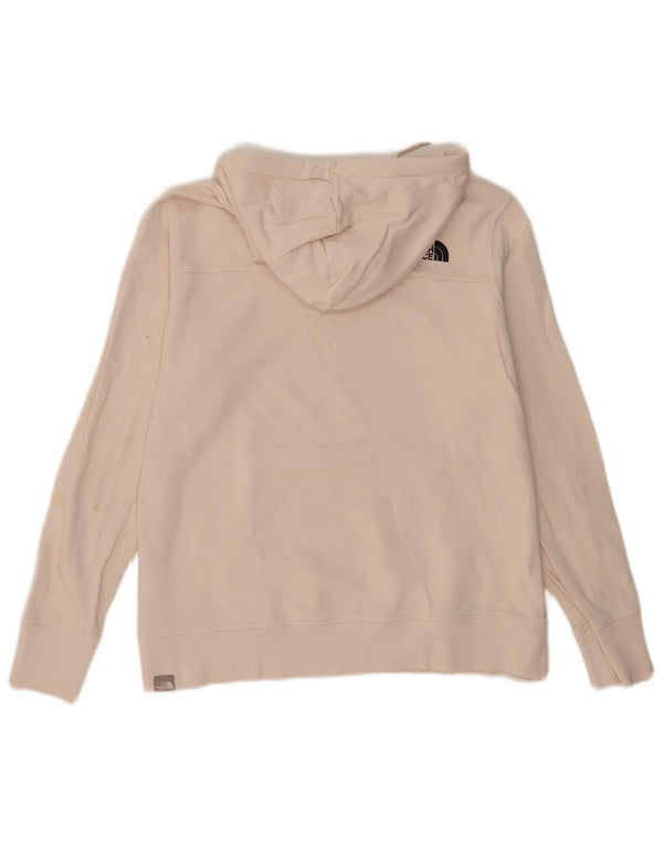 The North Face Womens Hoodie Jumper UK 16 Large Off White Cotton