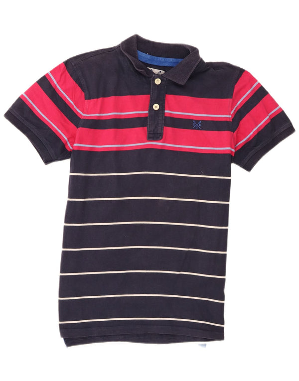 Crew Clothing Mens Polo Shirt Medium Navy Blue Colourblock Cotton