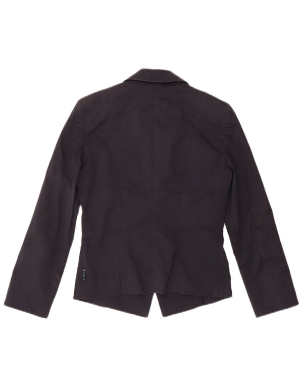 ARMANI Womens Crop 2 Button Blazer Jacket US 4 Small Navy Blue Cotton