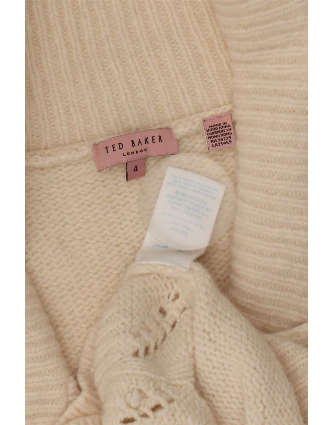 Ted Baker Womens Wrap Cardigan Sweater Size 4 Large Beige Wool