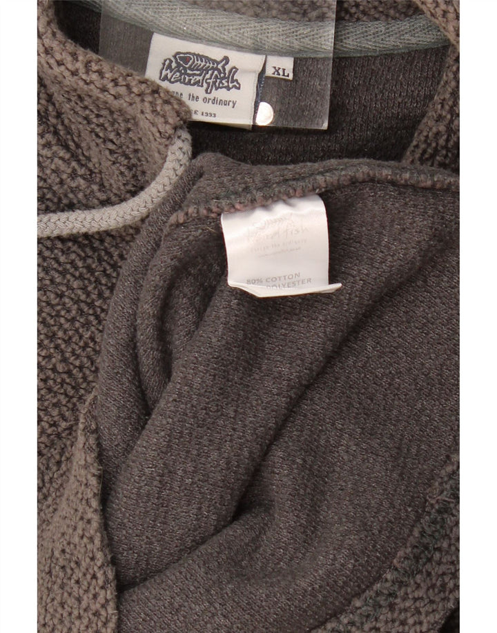 Weird Fish Mens Zip Neck Sweatshirt Jumper XL Grey Cotton