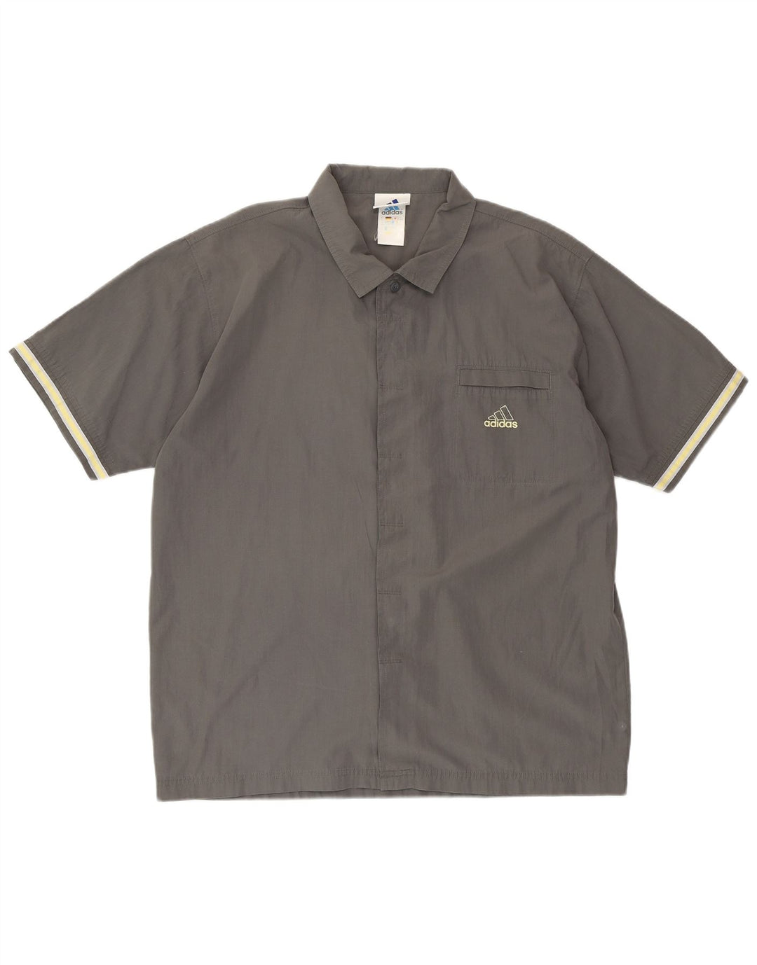 ADIDAS Mens Short Sleeve Shirt UK 44 /46 Large Grey Cotton