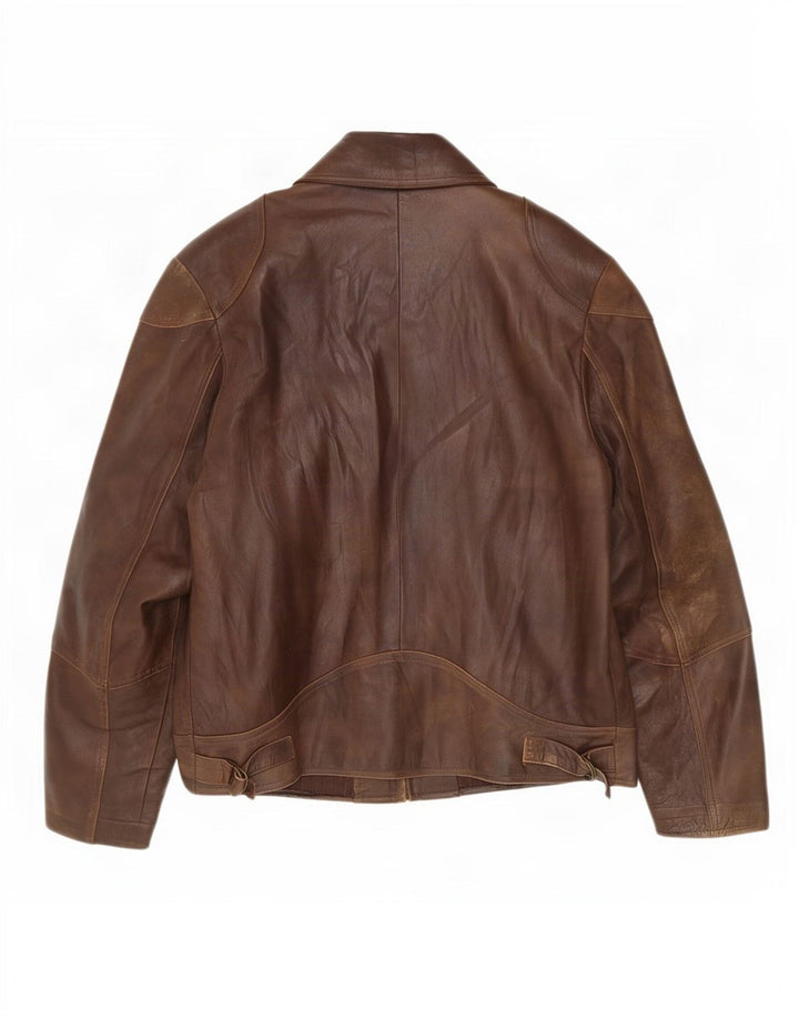 Michel Mens Leather Jacket IT 52 XL Brown