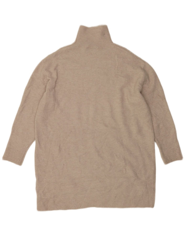 Zara Womens Long Sleeve Oversized Jumper Dress UK 10 Small Beige Polyester