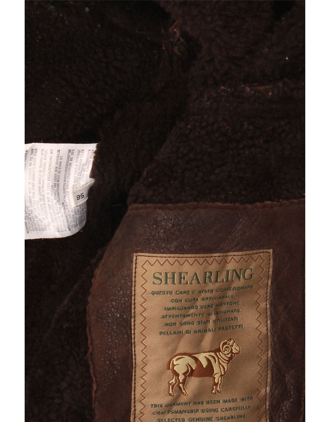 BELFE & BELFE Mens Shearling Jacket IT 56 3XL Brown Shearling
