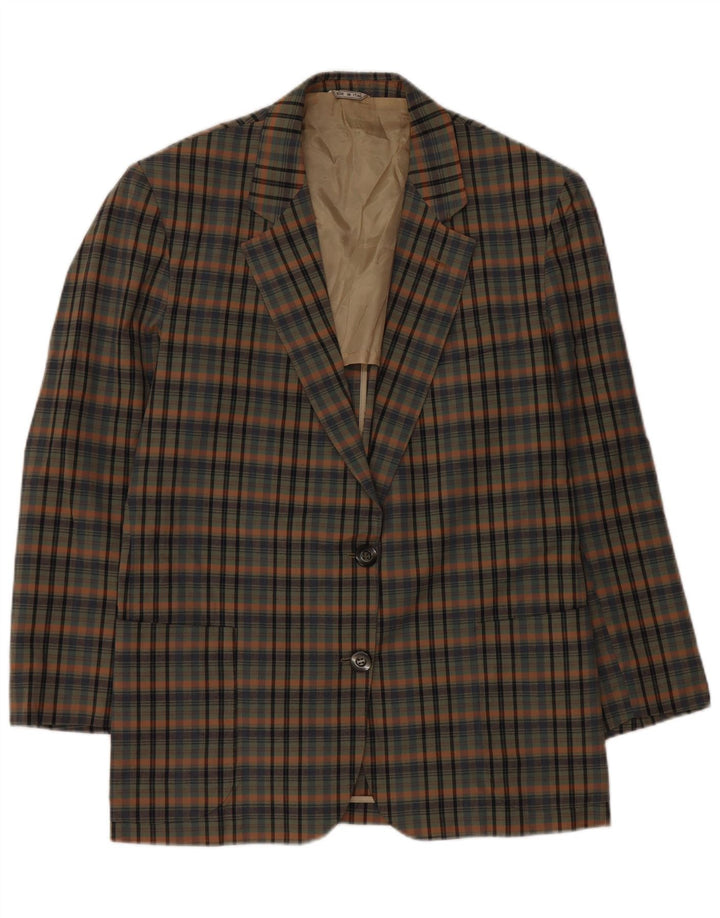 Ingram Womens Azimut 2 Button Blazer Jacket IT 48 XL Green Check Cotton