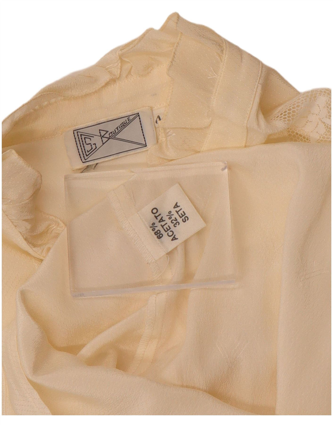 VINTAGE Womens Shirt Blouse IT 44 Medium Off White Floral Acetate