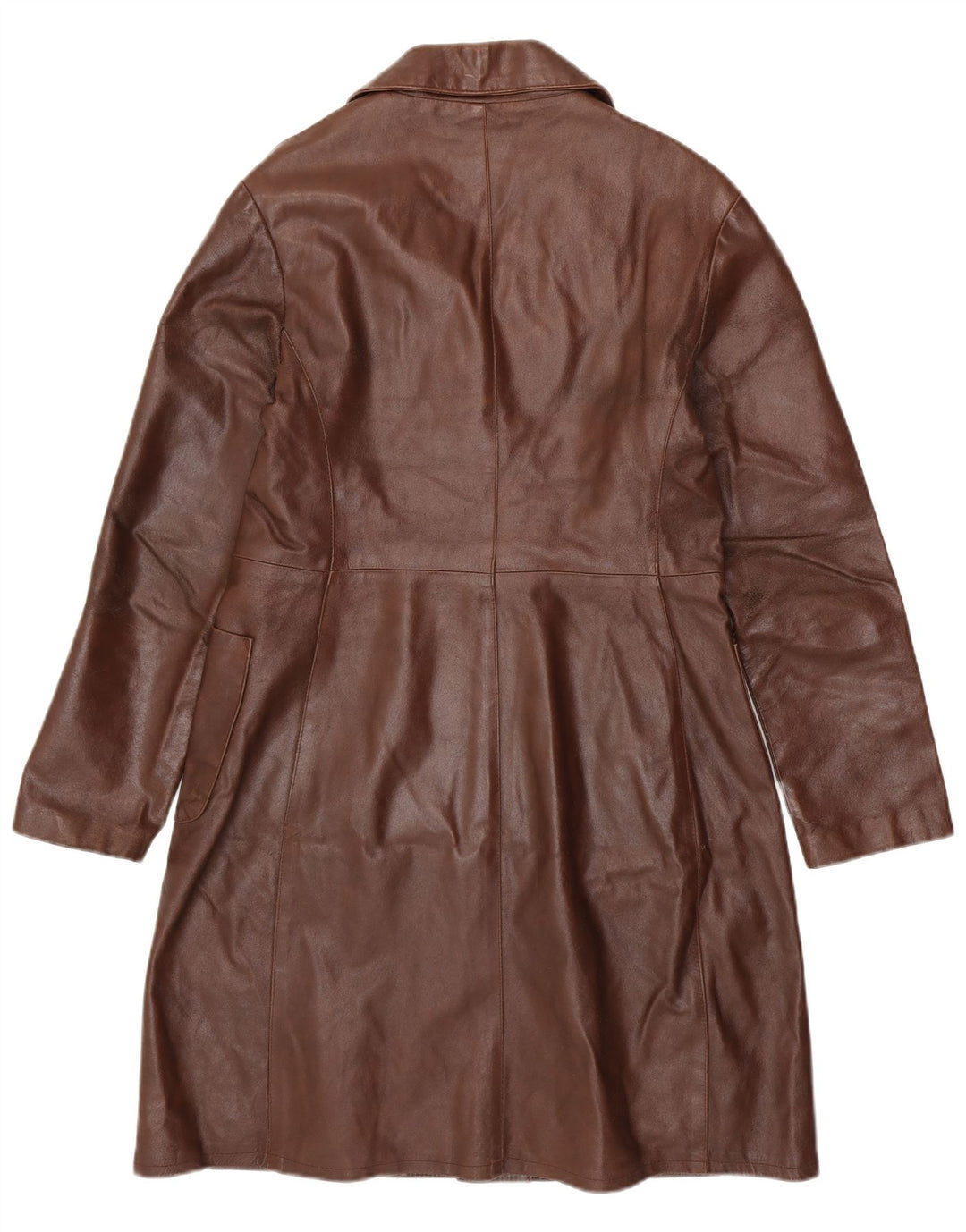 VINTAGE Womens Leather Coat UK 18 XL Brown Leather