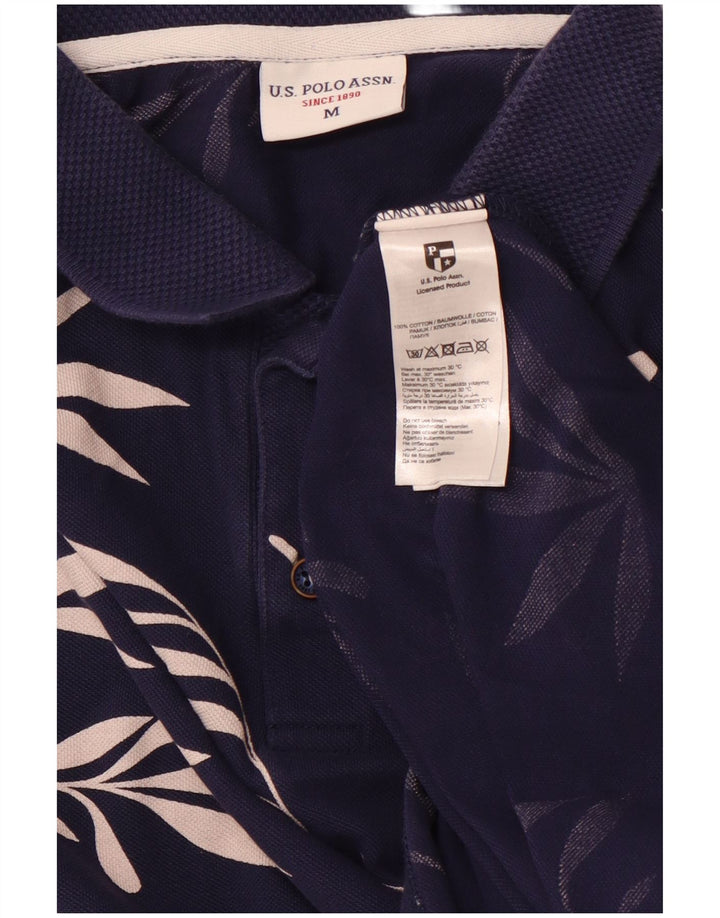 U.S. POLO ASSN. Mens Polo Shirt Medium Navy Blue Floral Cotton