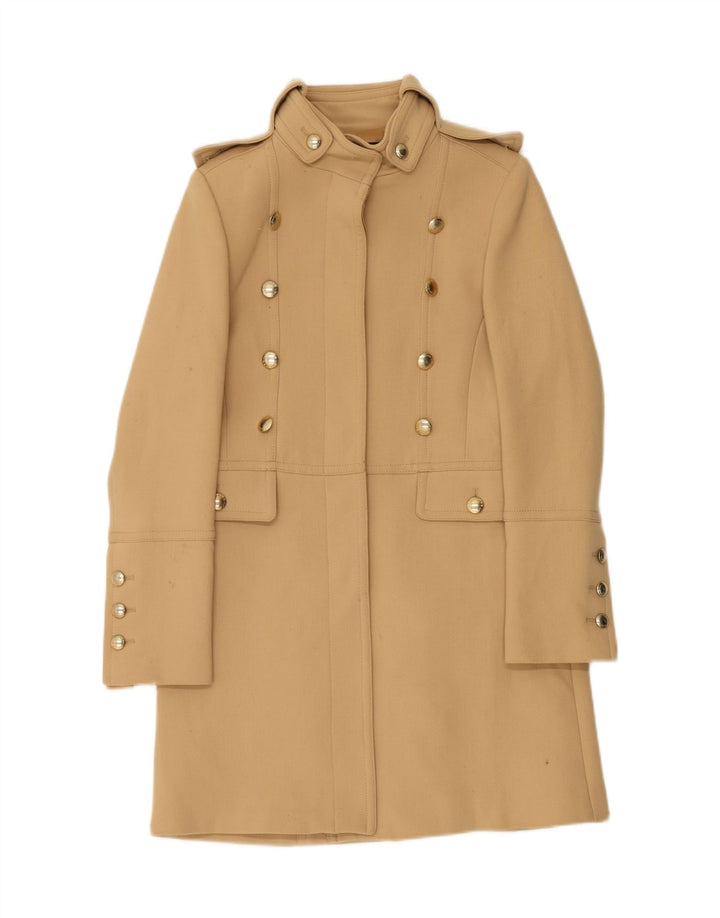 ATOS LOMBARDINI Womens Military Overcoat IT 42 Medium Beige Polyester