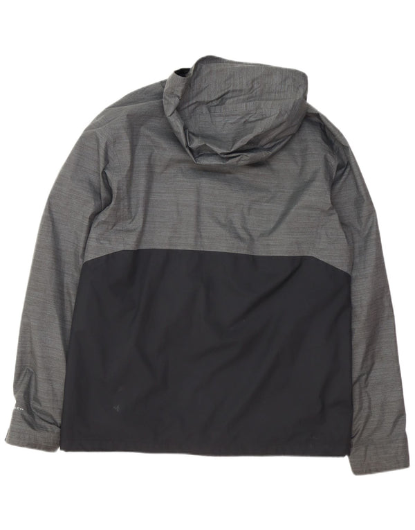 Columbia Mens Omni-Tech Hooded Rain Jacket UK 40 Large Grey Colourblock