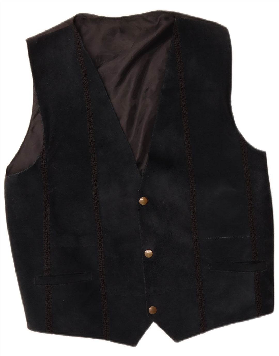 Vintage Mens Suede Waistcoat Medium Navy Blue