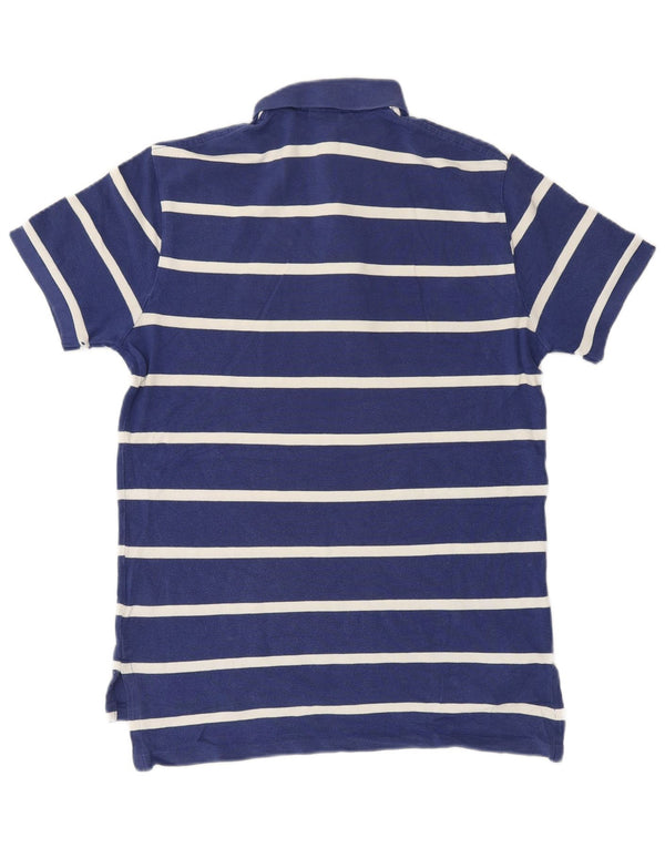 POLO RALPH LAUREN Mens Polo Shirt Small Navy Blue Striped Cotton
