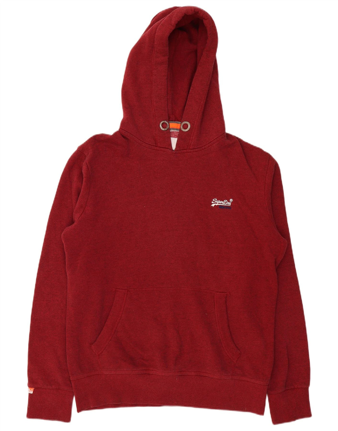 SUPERDRY Mens Hoodie Jumper XL Burgundy Flecked Cotton