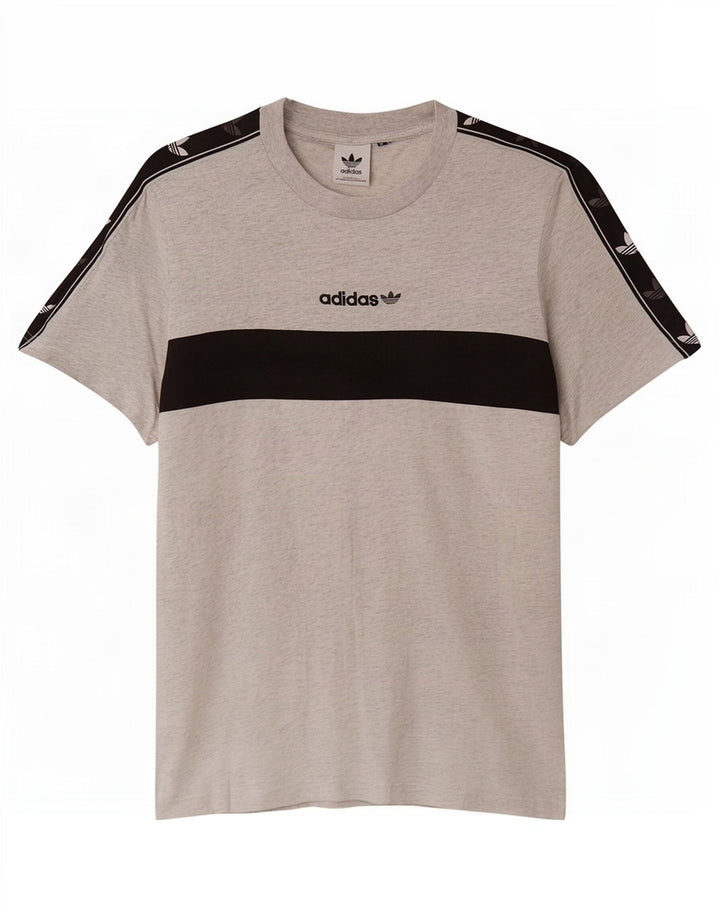 Adidas Mens Graphic T-Shirt Top Medium Grey Colourblock