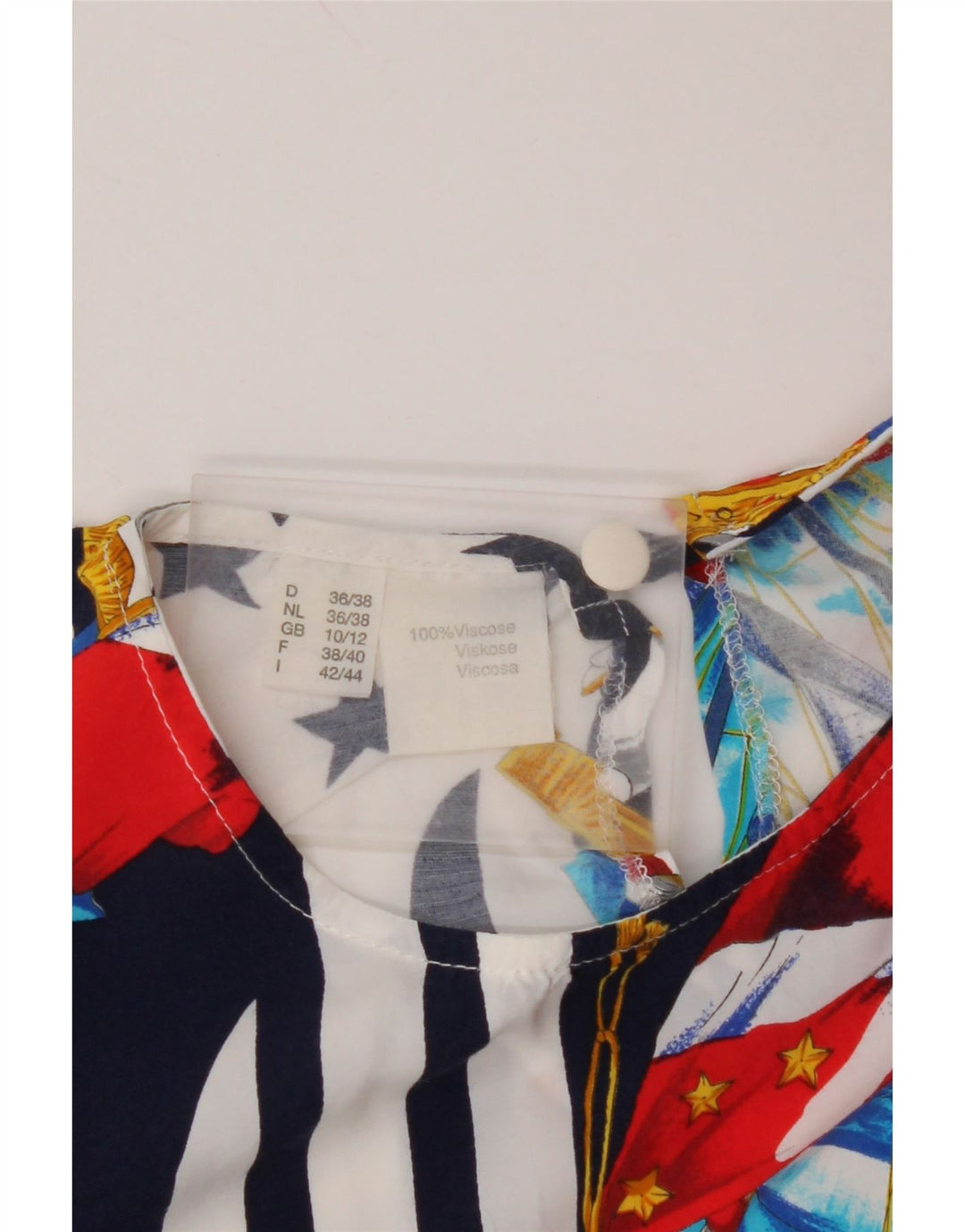 VINTAGE Womens Blouse Top UK 10/12 Medium Navy Blue Colourblock